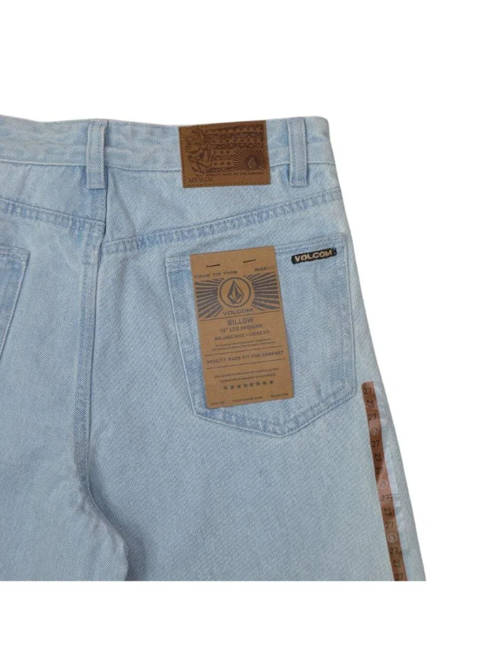 Volcom Billow Loose Fit Denim Jeans Boys Youth sz 14 27  Relaxed Rise Light Wash